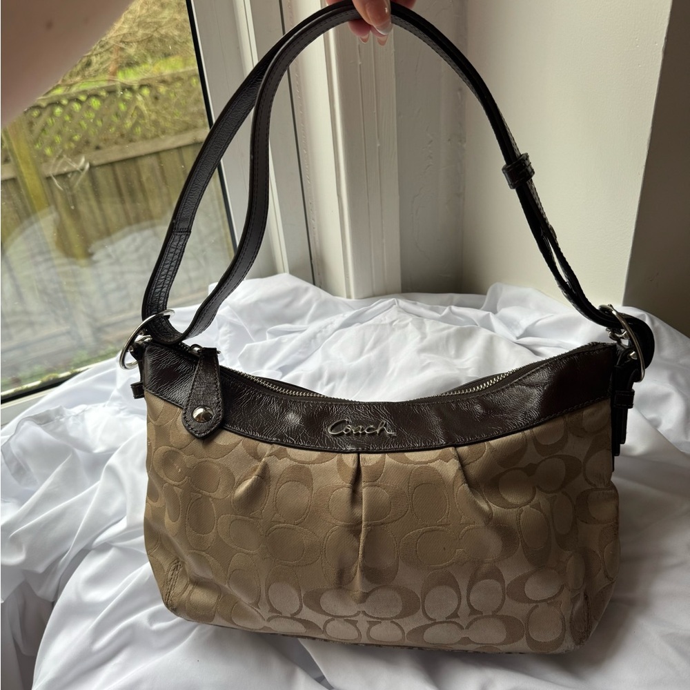 Coach Tan and Dark Brown Convertible Shoulder Bag